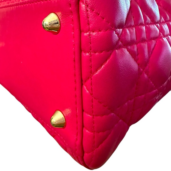 🔥 Christian Dior Lady Dior Pink Supple Quilted Lambskin Large Bag EUC! - Picture 16 of 16